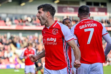 Ched Evans of Fleetwood Town  shouts to the fans after the Graydon goal 3-2 during the Sky Bet League 2 match Fleetwood Town vs Harrogate Town at Highbury Stadium, Fleetwood, United Kingdom, 11th October 2025