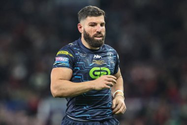 Abbas Miski of Wigan Warriors during the 2025 Betfred Super League Grand Final Hull KR v Wigan Warriors at Old Trafford, Manchester, United Kingdom, 11th October 2025 