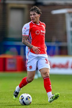 Kayden Hughes of Fleetwood Town during the Sky Bet League 2 match Fleetwood Town vs Harrogate Town at Highbury Stadium, Fleetwood, United Kingdom, 11th October 2025  