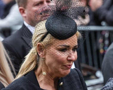 Claire Sweeney leaves the cathedral after there service during Ricky Hatton' Funeral at Manchester Cathedral, Manchester, United Kingdom, 10th October 2025
