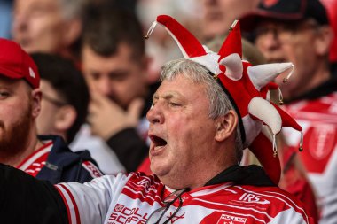 Hull KR fans sing A little respect before the game during the 2025 Betfred Super League Grand Final Hull KR v Wigan Warriors at Old Trafford, Manchester, United Kingdom, 11th October 2025