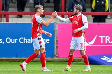 Will Davies of Fleetwood Town  celebrates scoring the Fleetwood equaliser 1-1 during the Sky Bet League 2 match Fleetwood Town vs Harrogate Town at Highbury Stadium, Fleetwood, United Kingdom, 11th October 2025 