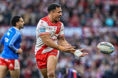 Sauaso Sue of Hull KR in the pre-game warm up during the 2025 Betfred Super League Grand Final Hull KR v Wigan Warriors at Old Trafford, Manchester, United Kingdom, 11th October 2025