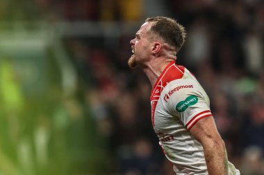 Joe Burgess of Hull KR celebrates his try making it 22-6 during the 2025 Betfred Super League Grand Final Hull KR v Wigan Warriors at Old Trafford, Manchester, United Kingdom, 11th October 2025