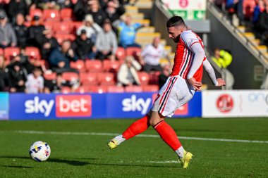 Ryan Graydon of Fleetwood Town  strikes to score the third Fleetwood goal 3-2 during the Sky Bet League 2 match Fleetwood Town vs Harrogate Town at Highbury Stadium, Fleetwood, United Kingdom, 11th October 2025 