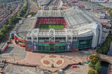 An aerial general view of Old Trafford during the 2025 Betfred Super League Grand Final Hull KR v Wigan Warriors at Old Trafford, Manchester, United Kingdom, 11th October 2025