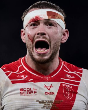 James Batchelor of Hull KR celebrated winning the Grand Final during the 2025 Betfred Super League Grand Final Hull KR v Wigan Warriors at Old Trafford, Manchester, United Kingdom, 11th October 2025