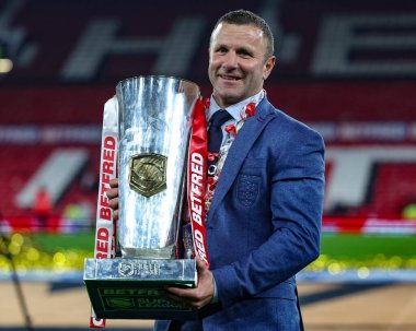 Willie Peters Head Coach of Hull KR with the Grand Final Trophy  during the 2025 Betfred Super League Grand Final Hull KR v Wigan Warriors at Old Trafford, Manchester, United Kingdom, 11th October 2025 