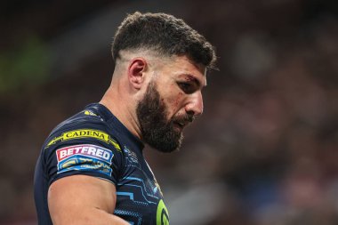 Abbas Miski of Wigan Warriors during the 2025 Betfred Super League Grand Final Hull KR v Wigan Warriors at Old Trafford, Manchester, United Kingdom, 11th October 2025