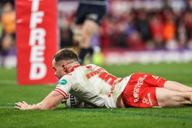 Joe Burgess of Hull KR goes over for a try making it 22-6 during the 2025 Betfred Super League Grand Final Hull KR v Wigan Warriors at Old Trafford, Manchester, United Kingdom, 11th October 2025 