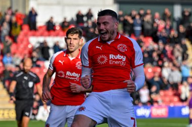 Ryan Graydon of Fleetwood Town  celebrates his goal 3-2 during the Sky Bet League 2 match Fleetwood Town vs Harrogate Town at Highbury Stadium, Fleetwood, United Kingdom, 11th October 2025 