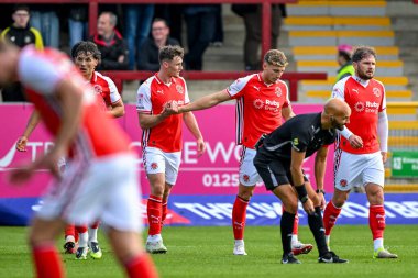 Will Davies of Fleetwood Town  celebrates scoring the Fleetwood equaliser 1-1 during the Sky Bet League 2 match Fleetwood Town vs Harrogate Town at Highbury Stadium, Fleetwood, United Kingdom, 11th October 2025 