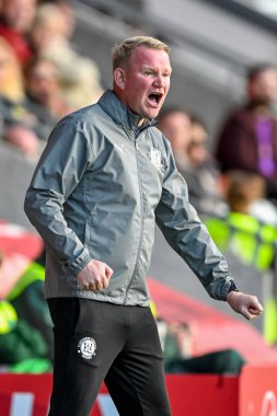 Pete Wild, manager of Fleetwood Town, shouts during the Sky Bet League 2 match Fleetwood Town vs Harrogate Town at Highbury Stadium, Fleetwood, United Kingdom, 11th October 2025 