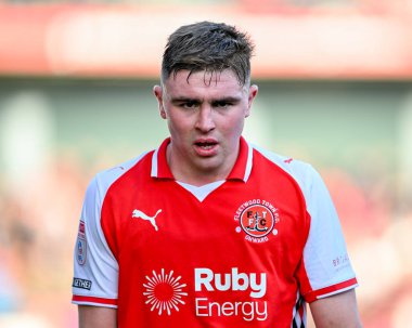 Harrison Neal of Fleetwood Town looks straight at the camera during the Sky Bet League 2 match Fleetwood Town vs Harrogate Town at Highbury Stadium, Fleetwood, United Kingdom, 11th October 2025