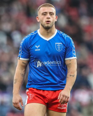 Mikey Lewis of Hull KR in the pre-game warm up during the 2025 Betfred Super League Grand Final Hull KR v Wigan Warriors at Old Trafford, Manchester, United Kingdom, 11th October 2025