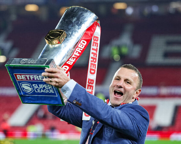 Willie Peters Head Coach of Hull KR lifts the Grand Final Trophy during the 2025 Betfred Super League Grand Final Hull KR v Wigan Warriors at Old Trafford, Manchester, United Kingdom, 11th October 2025 
