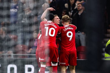 Middlesbrough 'dan Morgan Whittaker, 17 Ekim 2025' te Middlesbrough, Middlesbrough 'daki Middlesbrough-Ipswich Town maçında 2-0 kazanma hedefini kutluyor. 