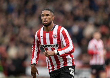 Sheffield United takımından Tyrese Campbell 18 Ekim 2025 'te Sheffield United' a karşı Bramall Lane, Sheffield, İngiltere 'de oynanan maçta 