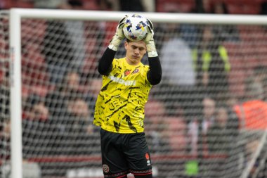 Sheffield United kalecisi Michael Cooper, 18 Ekim 2025 'te Sheffield Lane, İngiltere' de oynanan Sky Bet Şampiyonası maçında Sheffield United ile Watford arasındaki ısınma maçında 