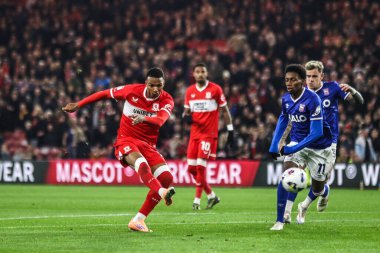 Middlesbrough 'dan Morgan Whittaker, Middlesbrough, İngiltere' deki Riverside Stadyumu 'nda oynanan Middlesbrough-Ipswich Town maçında golü kaçırdı. 