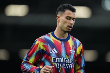 Arsenal 'den Gabriel Martinelli Premier Lig maçı öncesinde Fulham Arsenal' e karşı Craven Cottage, Londra, İngiltere, 18 Ekim 2025 