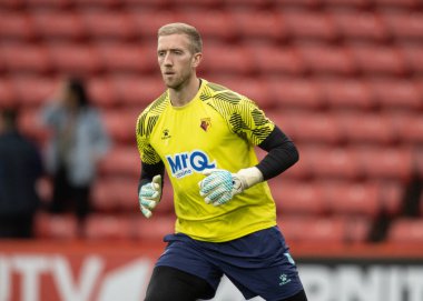 Watford kalecisi Egil Selvik, 18 Ekim 2025 'te İngiltere' nin Sheffield Lane şehrinde oynanan Sky Bet Şampiyonası maçında Sheffield United ve Watford arasındaki ısınma maçında 