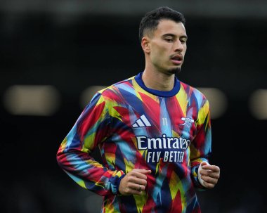 Arsenal 'den Gabriel Martinelli Premier Lig maçı öncesinde Fulham Arsenal' e karşı Craven Cottage, Londra, İngiltere, 18 Ekim 2025 