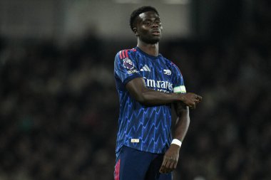Bukayo Saka Premier Lig maçı sırasında Craven Cottage, Londra, İngiltere 'de Fulham-Arsenal maçında, 18 Ekim 2025 