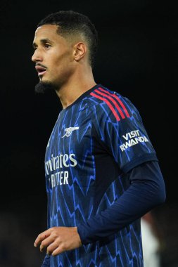 Premier Lig karşılaşmasında Arsenal 'den William Sthe, 18 Ekim 2025' te Craven Cottage, Londra 'da Fulham ve Arsenal' e karşı. 