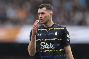 Premier Lig karşılaşmasında Everton 'dan Michael Keane Manchester City' ye karşı Everton Etihad Stadyumu, Manchester, İngiltere, 18 Ekim 2025 