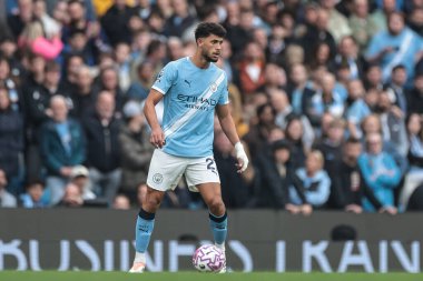 Manchester City 'den Matheus Nunes Premier League maçında topla birlikte Manchester City Everton' a karşı Etihad Stadyumu, Manchester, İngiltere, 18 Ekim 2025 