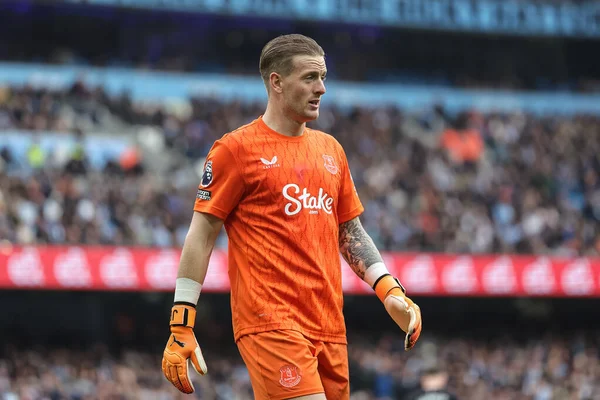 Everton kalecisi Jordan Pickford Premier League maçında Manchester City Everton 'a karşı Etihad Stadyumu, Manchester, İngiltere, 18 Ekim 2025 