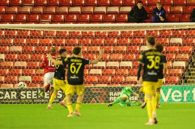 Barnsley 'den David McGoldrick, The Vertu Trophy Group D maçında Oakwell, Barnsley, İngiltere' de Manchester United U21 'e karşı 3-2 berabere kaldı. 21 Ekim 2025 