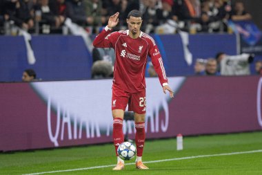 Liverpool Ligi Şampiyonlar Ligi karşılaşmasında Hugo Ekitike 8 Eintracht Frankfurt 'a karşı Liverpool Deutsche Bank Park, Frankfurt, Almanya, 22 Ekim 2025 