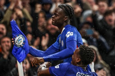 Chelsea 'li Tyrique George, 22 Ekim 2025' te Stamford Bridge, Londra, İngiltere 'de oynanan 8 Chelsea-Ajax maçında 5-1 kazanma hedefini kutluyor. 