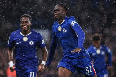 Chelsea 'li Tyrique George, 22 Ekim 2025' te Stamford Bridge, Londra, İngiltere 'de oynanan 8 Chelsea-Ajax maçında 5-1 kazanma hedefini kutluyor. 