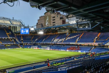 Stamford Köprüsü 'nün, UEFA Şampiyonlar Ligi' nin 3 / 8 Chelsea ve Ajax maçlarının önünde 22 Ekim 2025 'te Londra' daki Stamford Köprüsü 'nde genel bir görünümü 