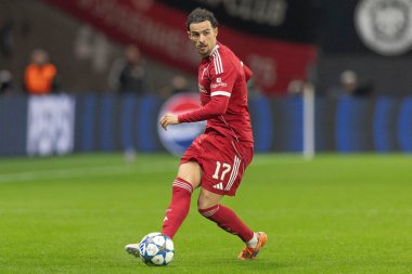 Liverpool 'dan Curtis Jones UEFA Şampiyonlar Ligi maçında 8 Eintracht Frankfurt maçında Liverpool' a karşı 22 Ekim 2025 Deutsche Bank Park, Frankfurt, Almanya 