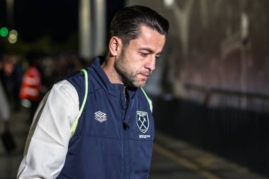 West Ham United kalecisi Lukasz Fabianski, Premier League maçında Leeds United ile West Ham United arasındaki Elland Road, Leeds, İngiltere 'ye geldi. 