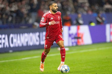 Liverpool 'dan Muhammed Salah UEFA Şampiyonlar Ligi karşılaşmasında 8 Eintracht Frankfurt' un Liverpool 'a karşı 22 Ekim 2025 Deutsche Bank Park, Frankfurt, Almanya 