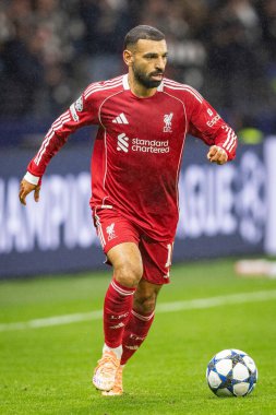 Liverpool 'dan Muhammed Salah UEFA Şampiyonlar Ligi karşılaşmasında 8 Eintracht Frankfurt' un Liverpool 'a karşı 22 Ekim 2025 Deutsche Bank Park, Frankfurt, Almanya 