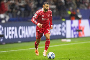 Liverpool 'dan Muhammed Salah UEFA Şampiyonlar Ligi karşılaşmasında 8 Eintracht Frankfurt' un Liverpool 'a karşı 22 Ekim 2025 Deutsche Bank Park, Frankfurt, Almanya 
