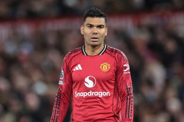 Manchester United ile Brighton ve Hove Albion maçlarında Manchester United takımının Casemiro 'su Old Trafford, Manchester, Birleşik Krallık' ta 25 Ekim 2025 