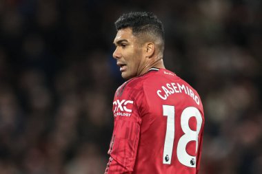 Manchester United ve Hove Albion maçlarında Manchester United 'ın Casemiro formasını giymesi, Old Trafford, Manchester, Birleşik Krallık' ta 25 Ekim 2025 'te oynanmıştır.