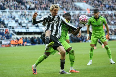 Newcastle United takımından Nick Woltemade, Premier League maçında topu geçti Newcastle United, Fulham 'a karşı St. James' s Park, Newcastle, İngiltere, 25 Ekim 2025