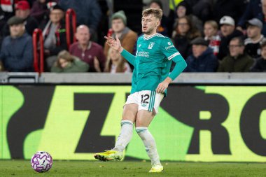 Liverpool 'dan Conor Bradley Premier League maçı sırasında Brentford, Liverpool' a karşı Gtech Community Stadyumu, Londra, Birleşik Krallık, 25 Ekim 2025 