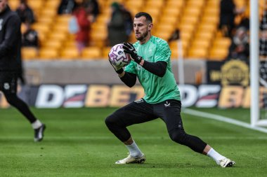 Burnley kalecisi Martin Dubravka Premier Lig maçında ısınma turunda Wolverhampton Wanderers, Burnley 'e karşı Molineux, Wolverhampton, İngiltere, 26 Ekim 2025 