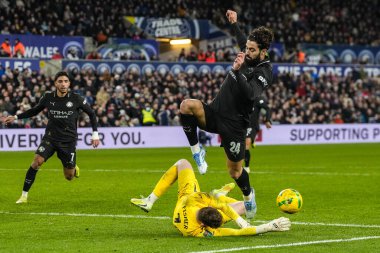 Swansea City kalecisi Andy Fisher, 29 Ekim 2025 'te Swansea.com Stadyumu' nda oynanan Carabao Kupası son 16 Swansea City-Manchester City maçında Manchester City 'li Joko Gvardiol' dan kurtardı.