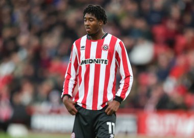 Sheffield United takımından Andre Brooks, Sheffield United - Derby County maçında 1 Kasım 2025 'te Bramall Lane, Sheffield, İngiltere' de karşılaştı. 