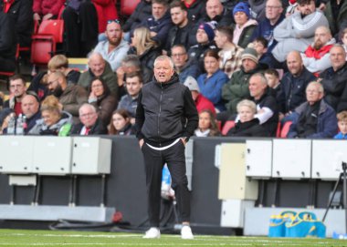 Chris Wilder, Sheffield United 'ın teknik direktörü, Sheffield United - Derby County maçı sırasında 1 Kasım 2025' te Bramall Lane, Sheffield, İngiltere 